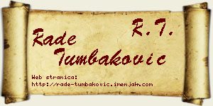 Rade Tumbaković vizit kartica